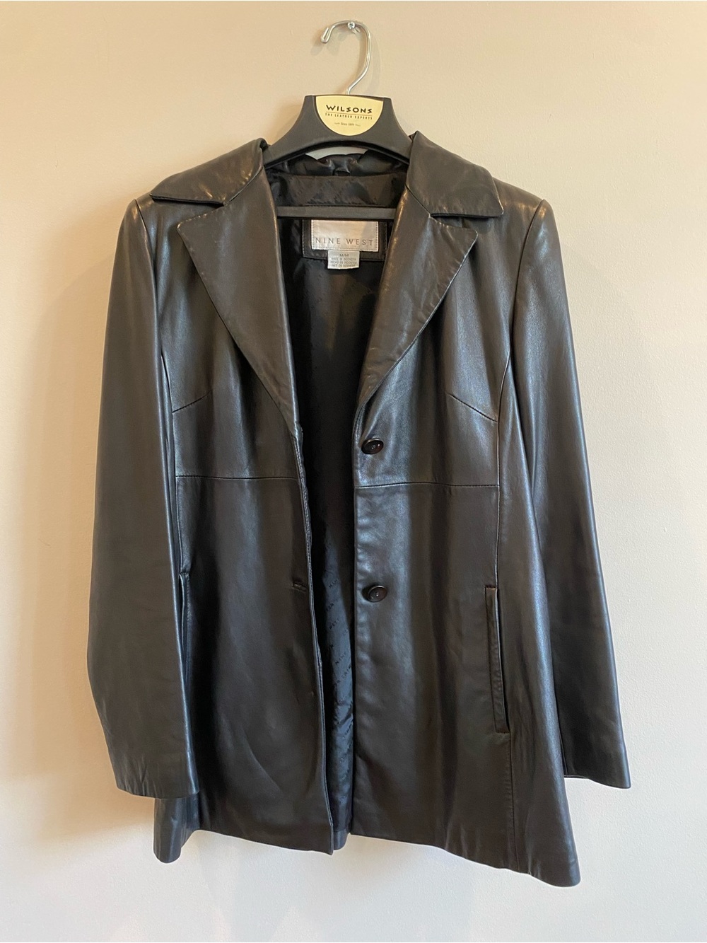 Vtg 1990’s Nine West Black Leather Jacket. Size Medium.